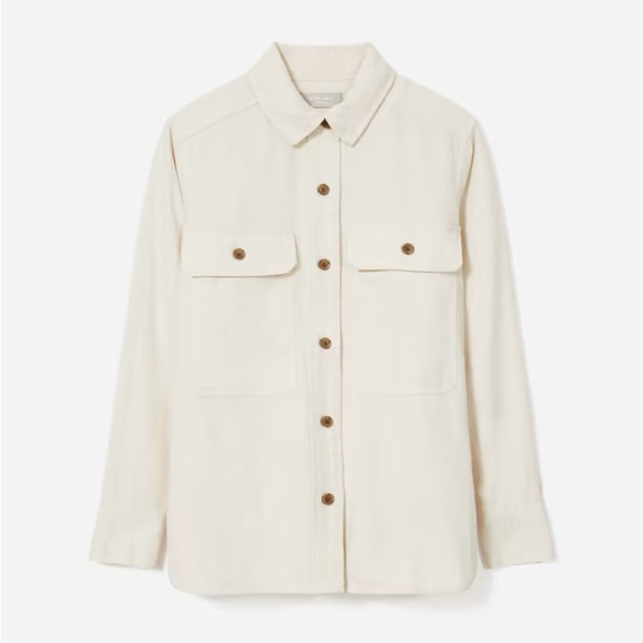 EVERLANE The Classic Cotton Flannel Shirt in heathered parchment - Picture 4 of 7